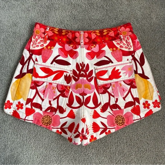 Farm Rio Romantic Orchard Floral Red Women's Shorts - Picture 4 of 8
